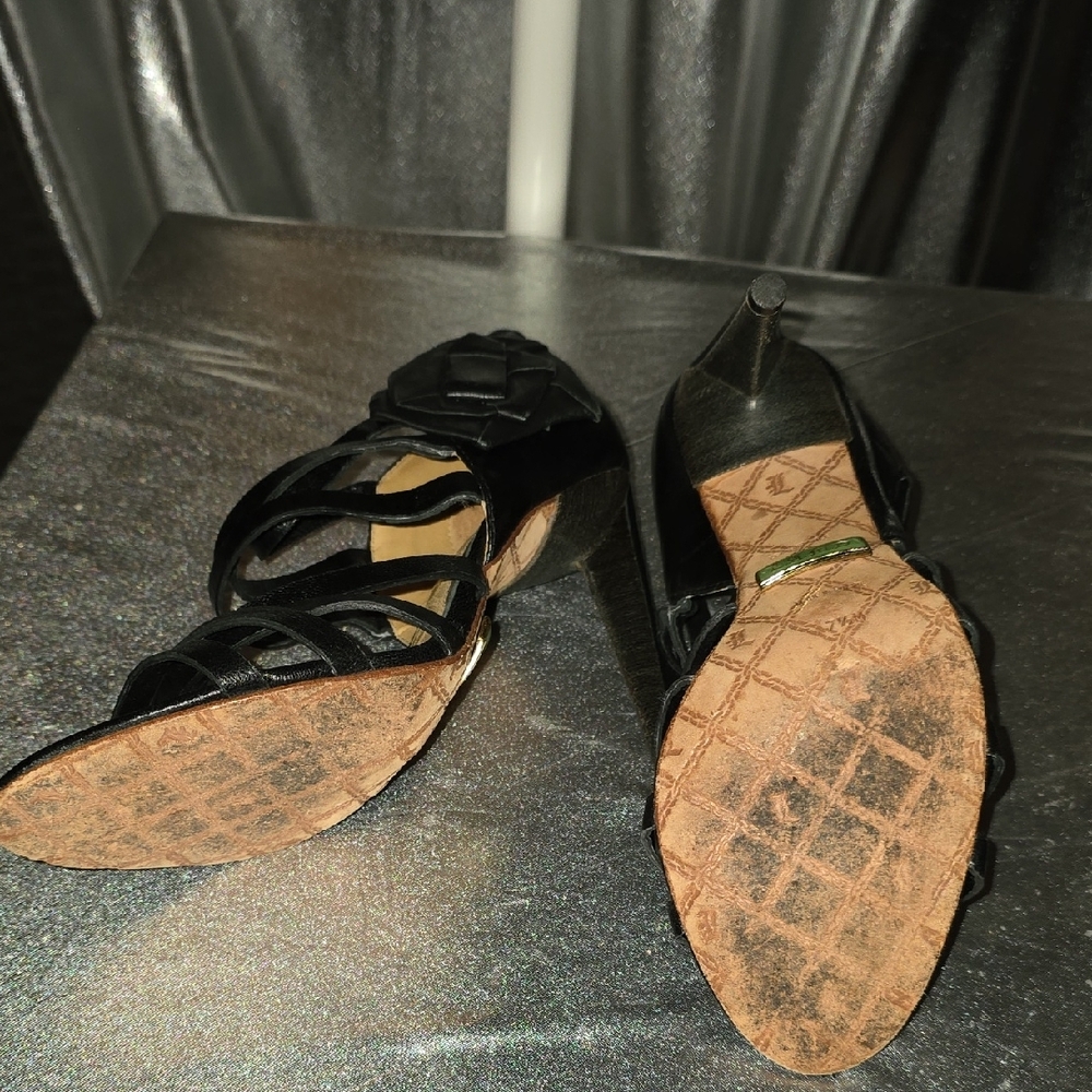 L.A.M.B. Black Strappy Heels - Picture 7 of 10